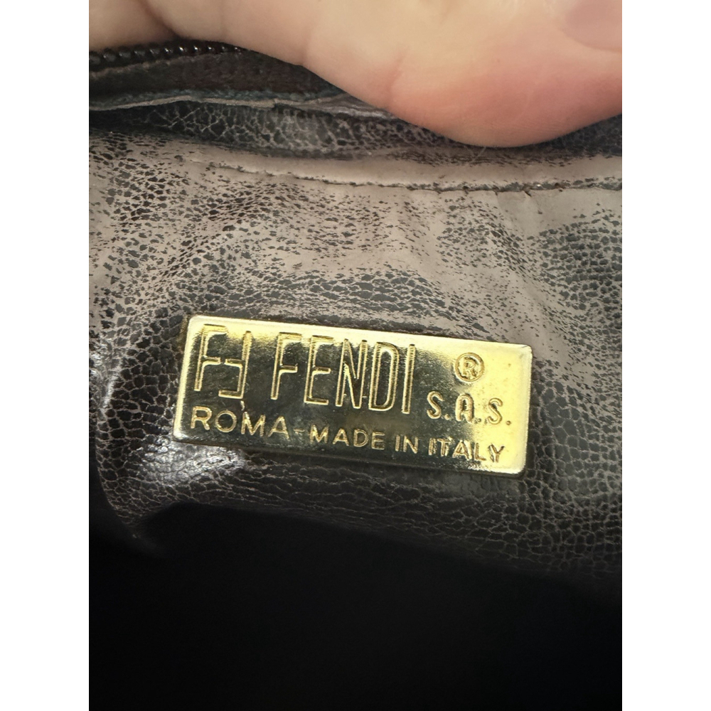 Vintage Fendi Brown Logo Canvas And Leather Nylon Strap Designer Shoulder Bag - Picture 13 of 16